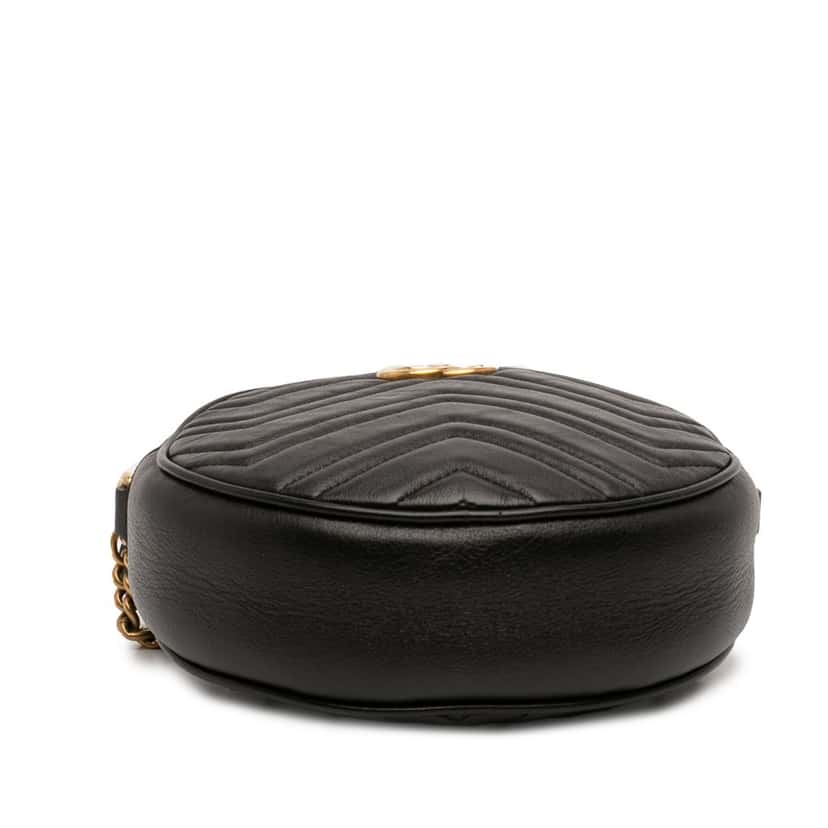 Gucci Mini GG Marmont Matelasse Leather Round Crossbody Black Leather Very good condition - Inside View