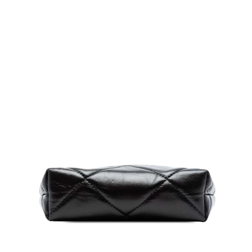 Chanel Small CC Quilted Lambskin Kisslock Frame Clutch Black Leather Very good condition - Inside View