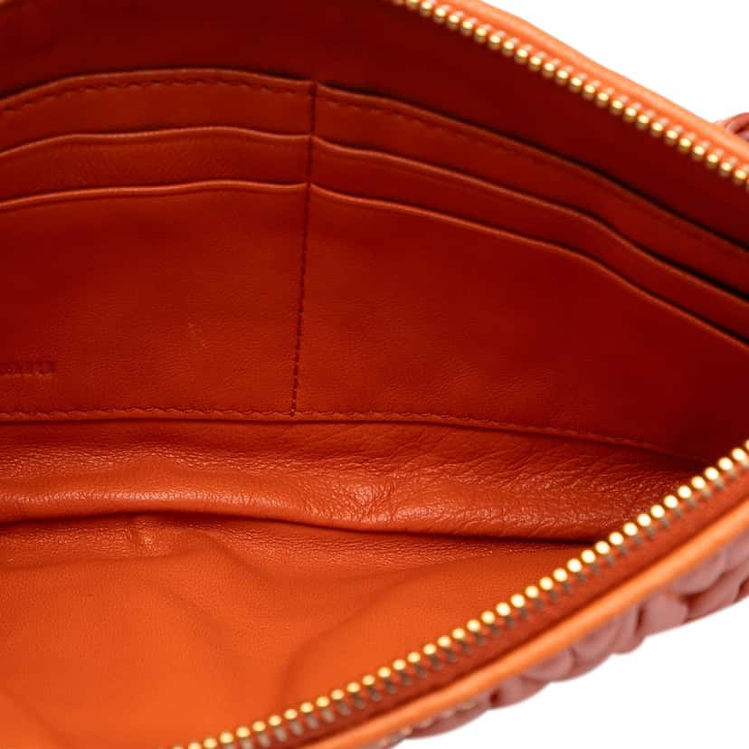 Miu Miu Matelasse Nappa Clutch Orange Leather Very good condition - Model View