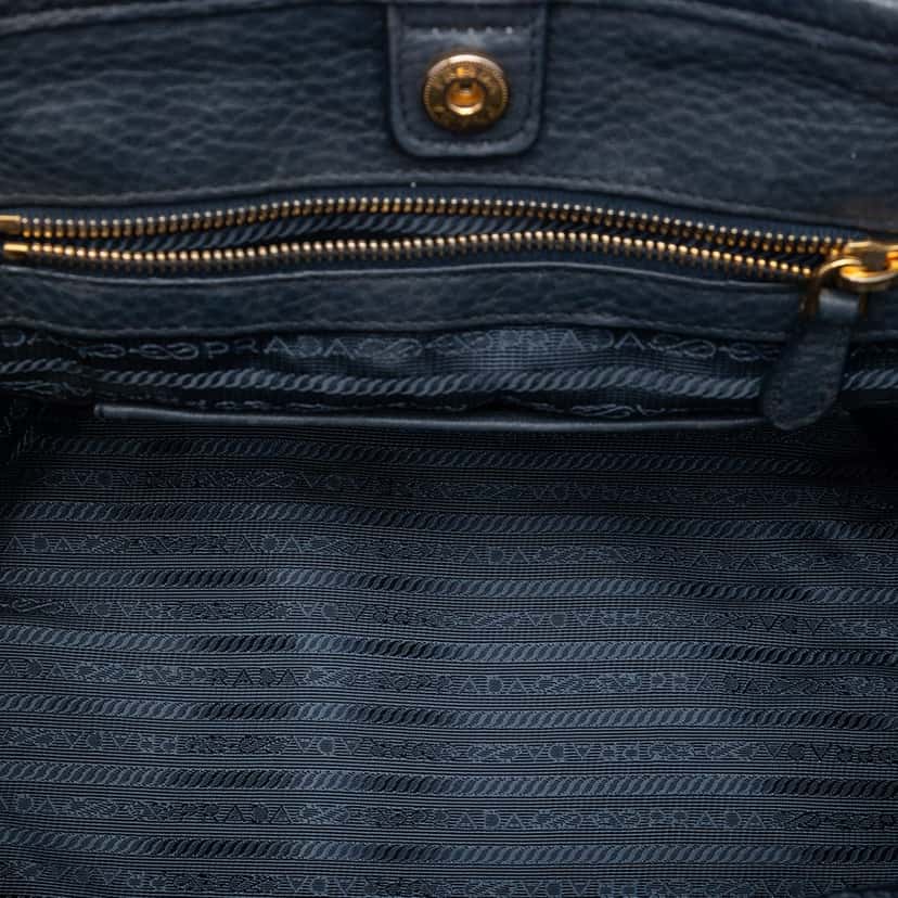 Prada Vitello Daino Trimmed Tessuto Satchel Blue Very good condition - Model View