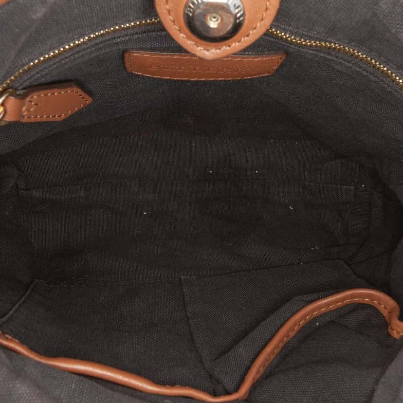 Burberry House Check Canvas and Calfskin Little Crush Crossbody Brown Leather Very good condition - Model View