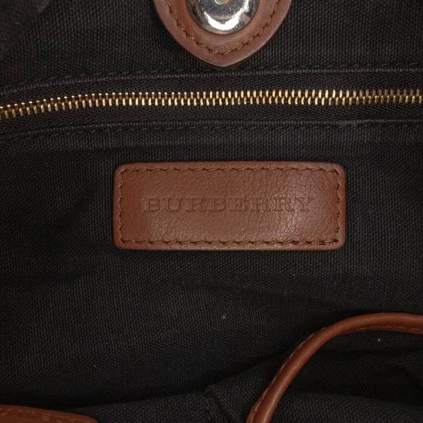 Burberry House Check Canvas and Calfskin Little Crush Crossbody Brown Leather Very good condition - Box View