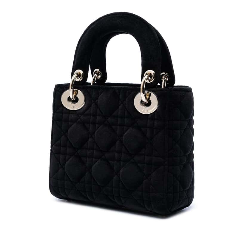 Dior Mini Velvet Cannage Lady Dior Black Very good condition - Back View