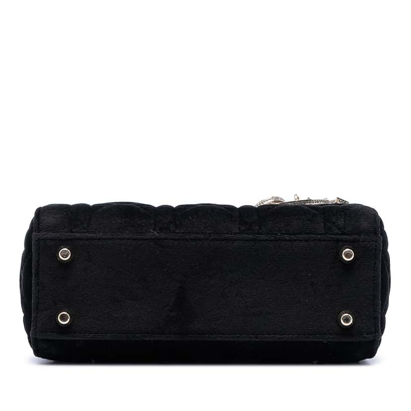 Dior Mini Velvet Cannage Lady Dior Black Very good condition - Inside View