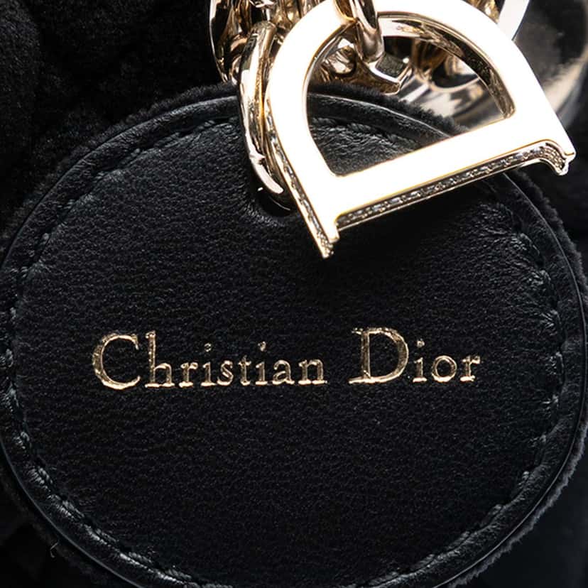 Dior Mini Velvet Cannage Lady Dior Black Very good condition - Box View