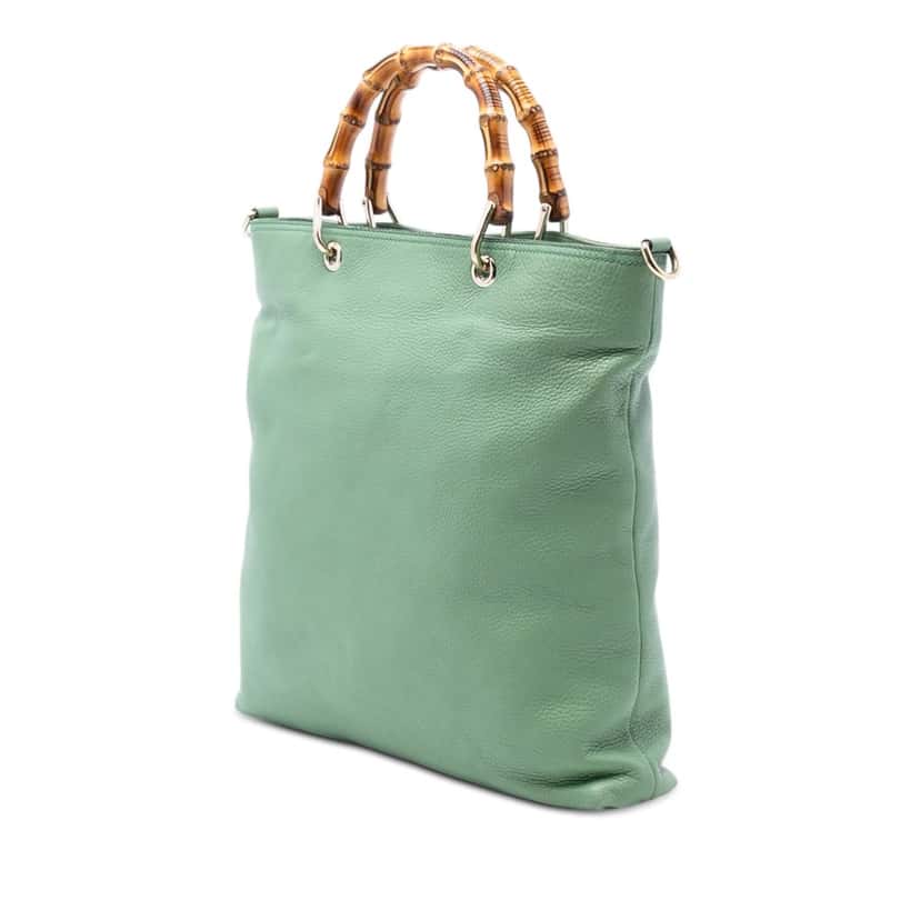 Gucci Tall Leather Bamboo Shopper Tote Green Leather Very good condition - Back View