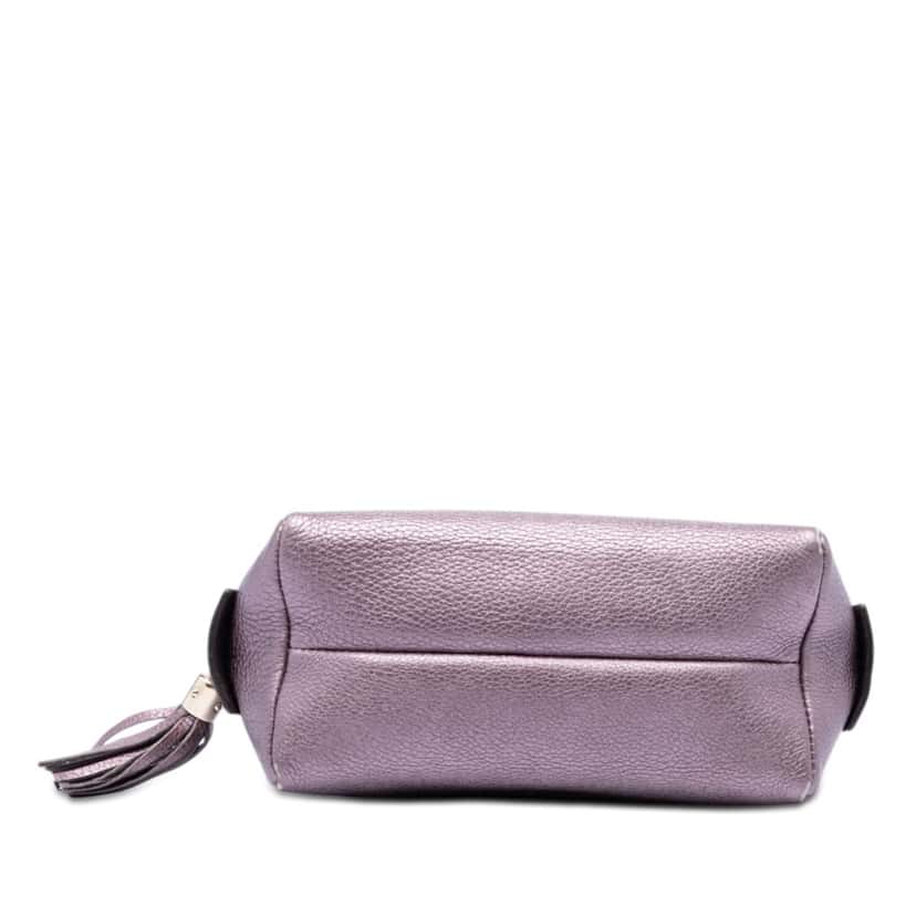 Gucci Metallic Leather Soho Cosmetic Pouch Purple Leather Very good condition - Inside View