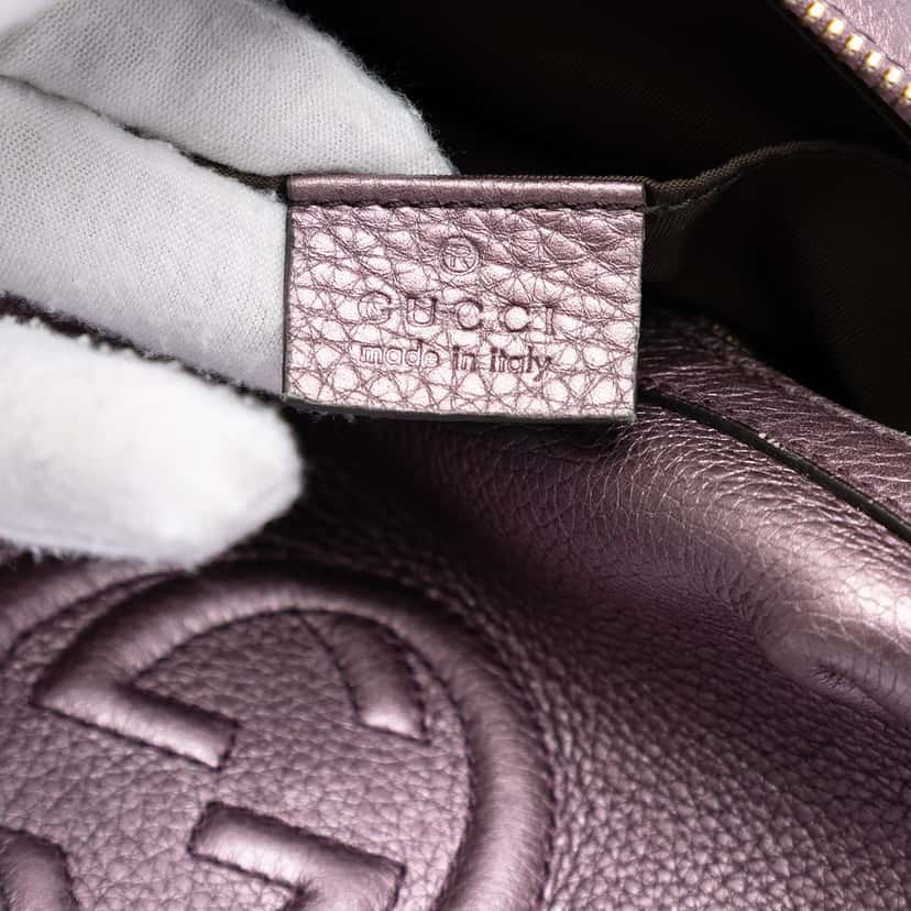 Gucci Metallic Leather Soho Cosmetic Pouch Purple Leather Very good condition - Box View