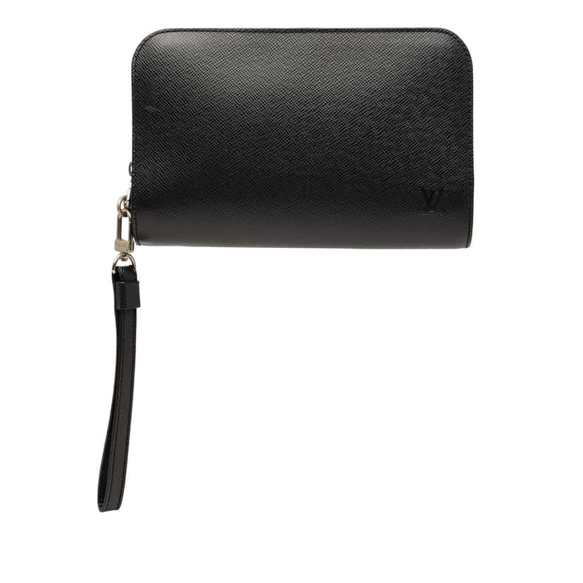 Louis Vuitton Taiga Pochette Baikal Black Leather Very good condition - Front View