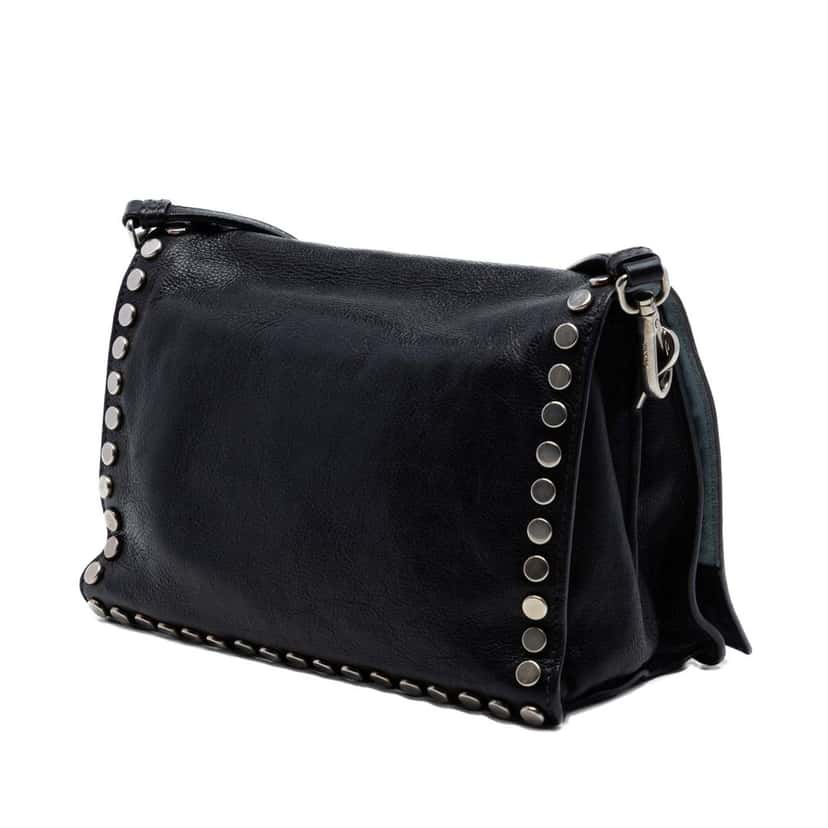 Prada Glace Calfskin Studded Etiquette Flap Black Leather Very good condition - Back View