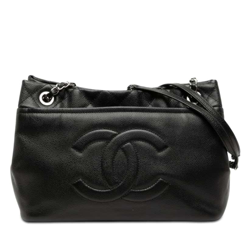 Chanel CC Caviar Timeless Soft Tote Black Leather Very good condition - Front View