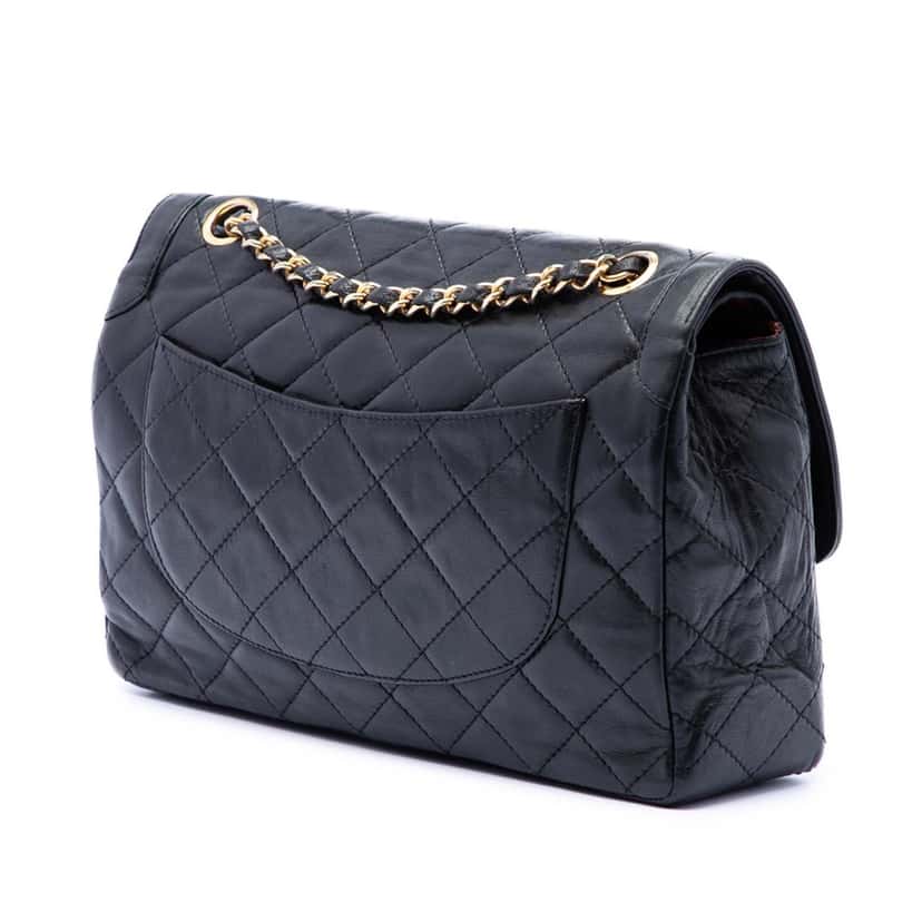 Chanel Limited Edition Paris Quilted Lambskin Double Flap Black Leather Very good condition - Back View