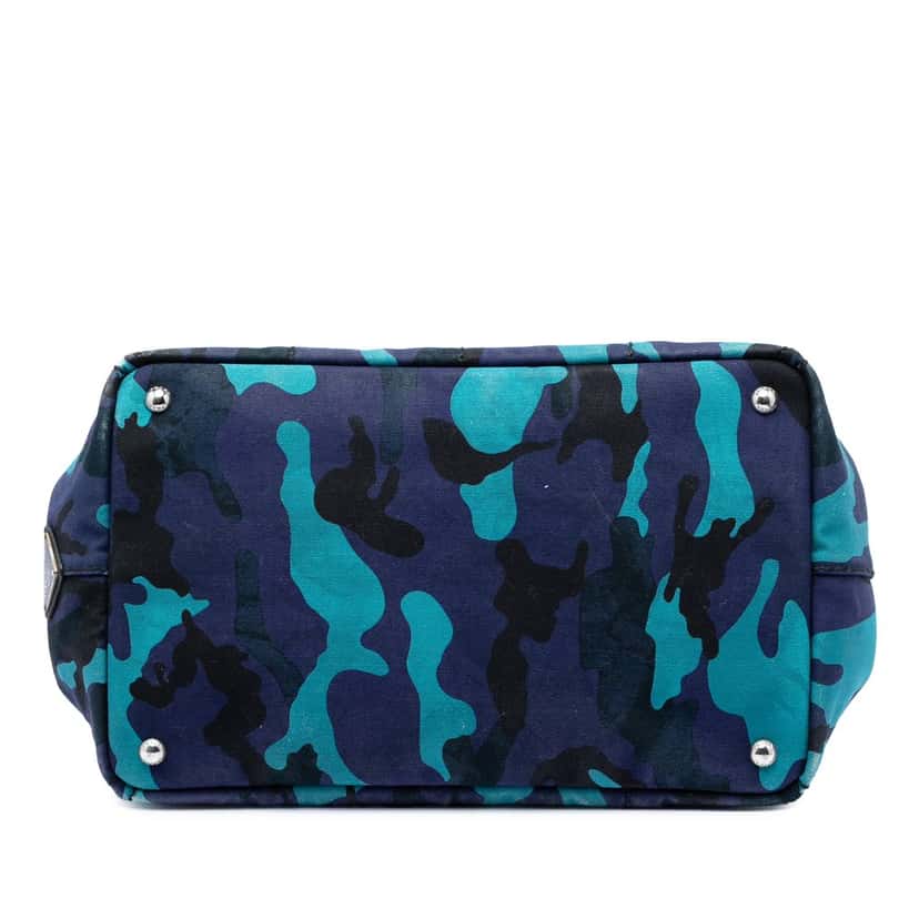 Prada Canvas Canapa Logo Camouflage Satchel Blue Very good condition - Inside View