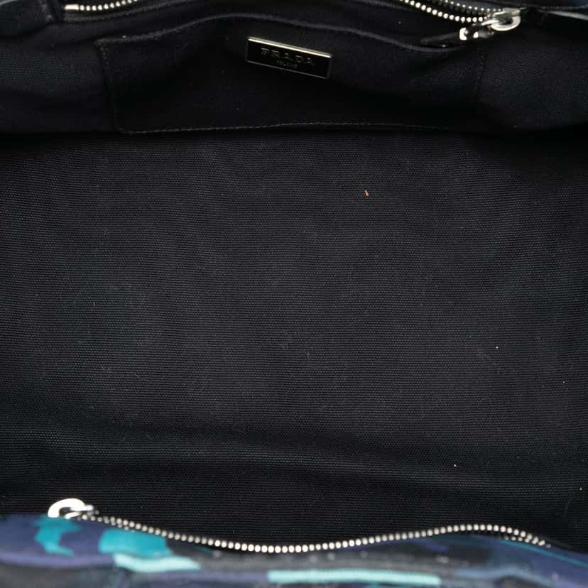 Prada Canvas Canapa Logo Camouflage Satchel Blue Very good condition - Model View