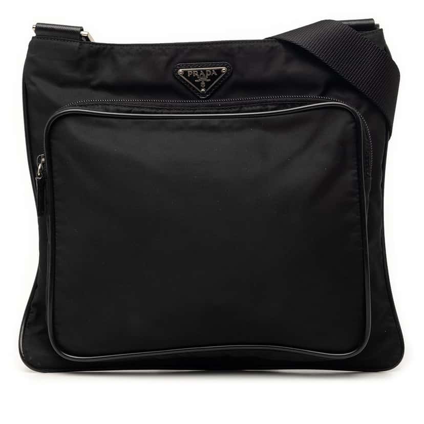 Prada Tessuto Zip Top Crossbody Black Very good condition - Front View