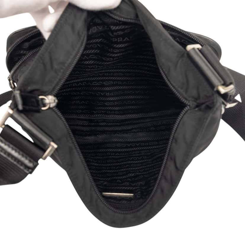 Prada Tessuto Zip Top Crossbody Black Very good condition - Model View