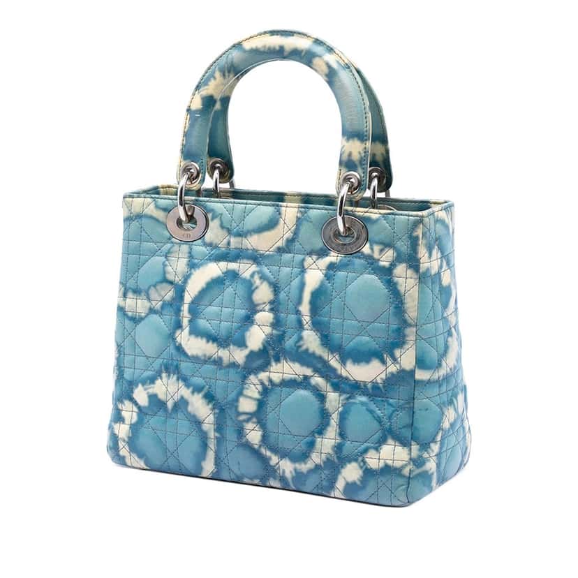 Dior Medium Calfskin Tie Dye Print Lady Dior Blue Leather Very good condition - Back View