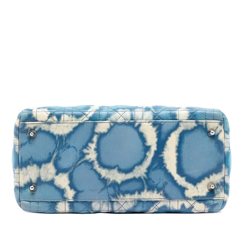 Dior Medium Calfskin Tie Dye Print Lady Dior Blue Leather Very good condition - Inside View
