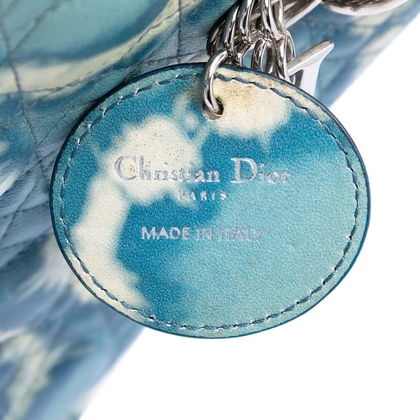 Dior Medium Calfskin Tie Dye Print Lady Dior Blue Leather Very good condition - Box View