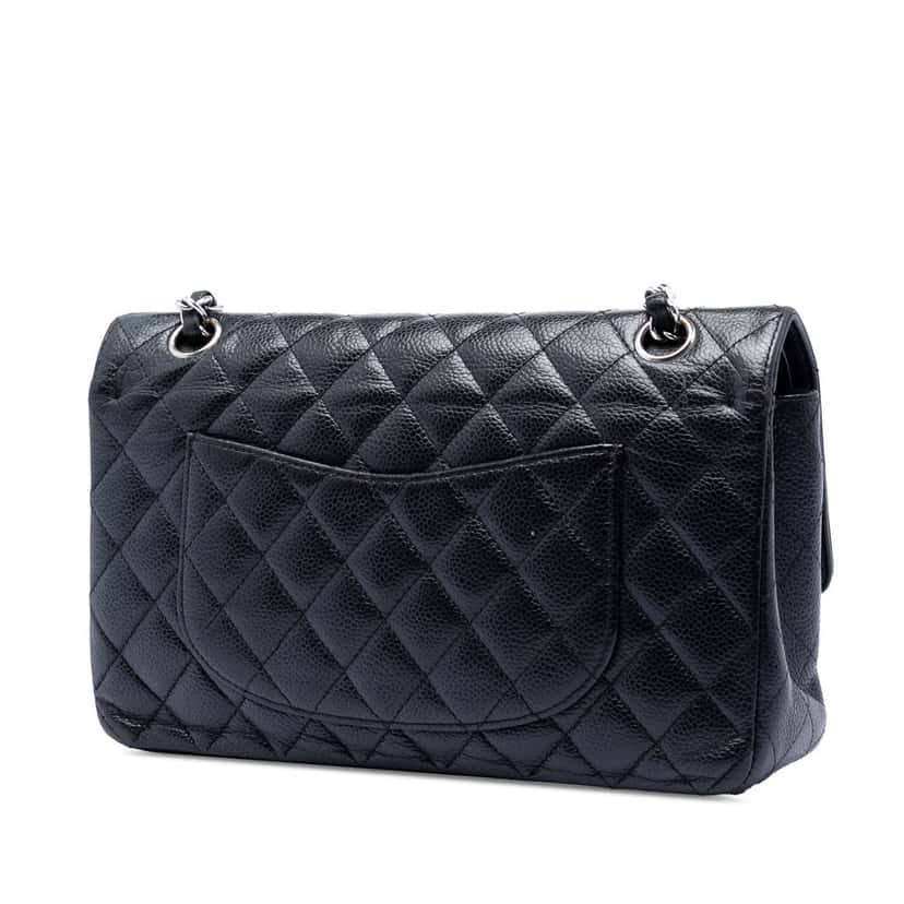 Chanel Medium Classic Caviar Double Flap Black Leather Very good condition - Back View