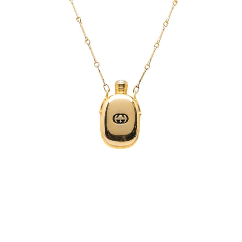 Gucci Gold Plated Perfume Bottle Pendant Necklace Gold Metal Very good condition - Back View
