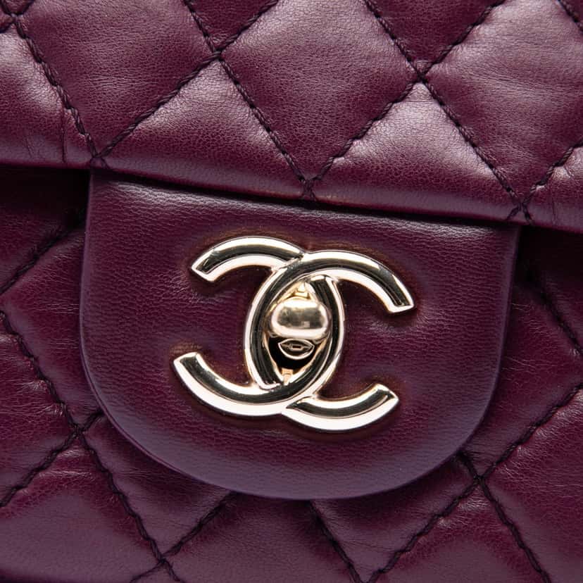 Chanel Classic Lambskin East West Single Flap Purple Leather Very good condition - Box View