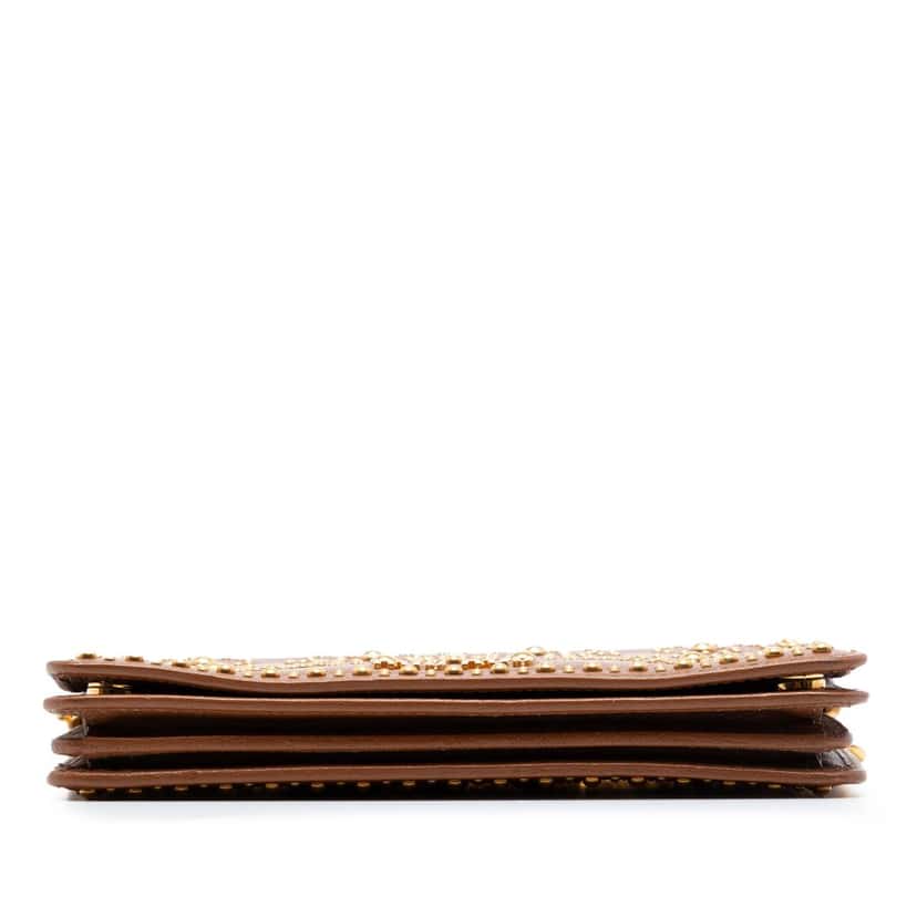 Miu Miu Studded Goatskin Madras Lux Wallet On Chain Brown Leather Very good condition - Inside View