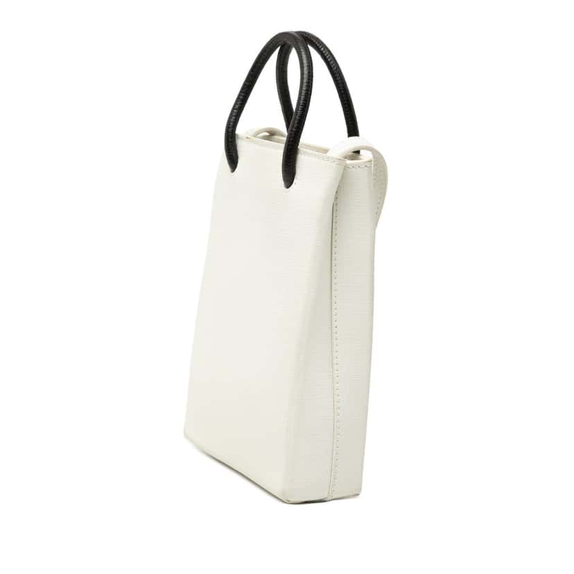 Balenciaga Mini Calfskin Logo Shopping Phone Holder White Leather Very good condition - Back View