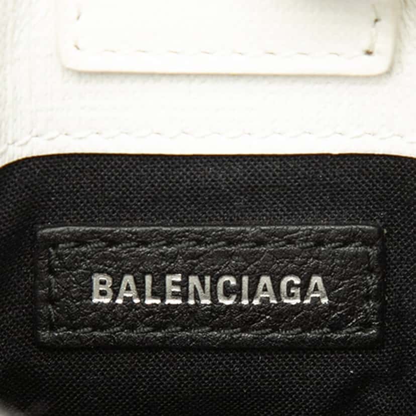 Balenciaga Mini Calfskin Logo Shopping Phone Holder White Leather Very good condition - Box View