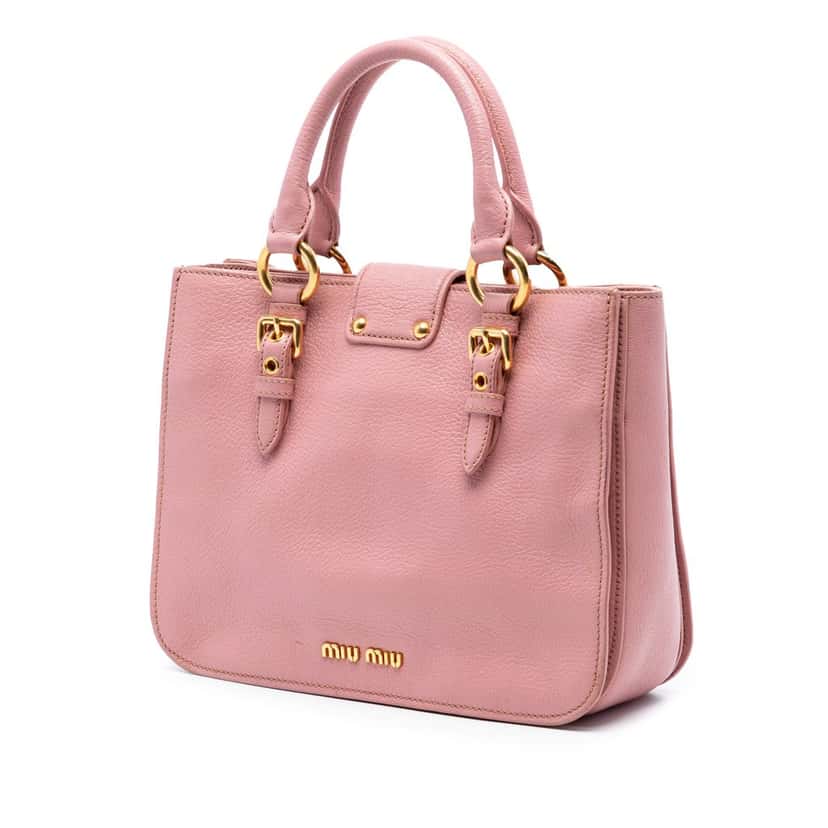Miu Miu Goatskin Madras Satchel Pink Leather Very good condition - Back View