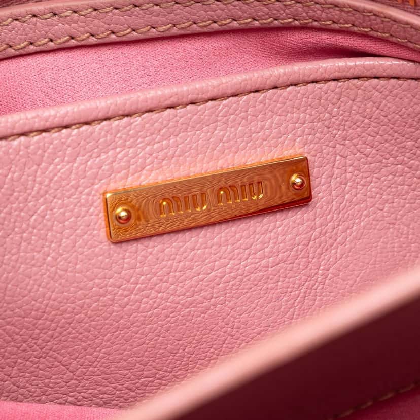 Miu Miu Goatskin Madras Satchel Pink Leather Very good condition - Box View