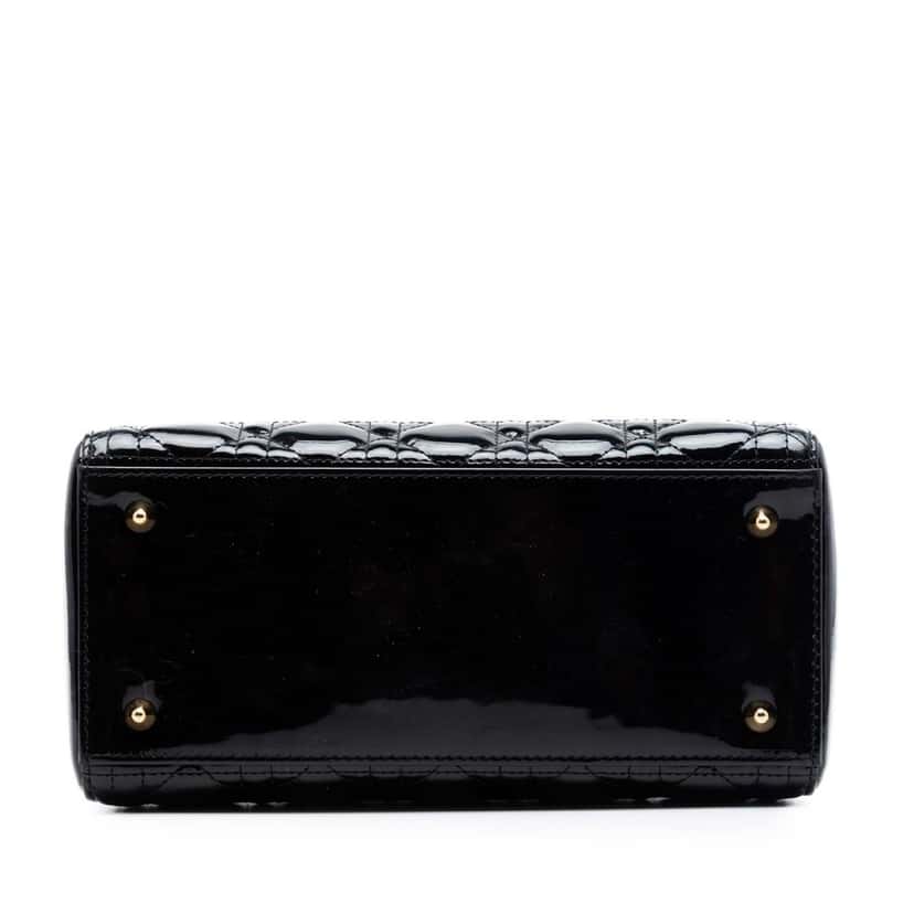 Dior Medium Patent Cannage Lady Dior Black Leather Very good condition - Inside View