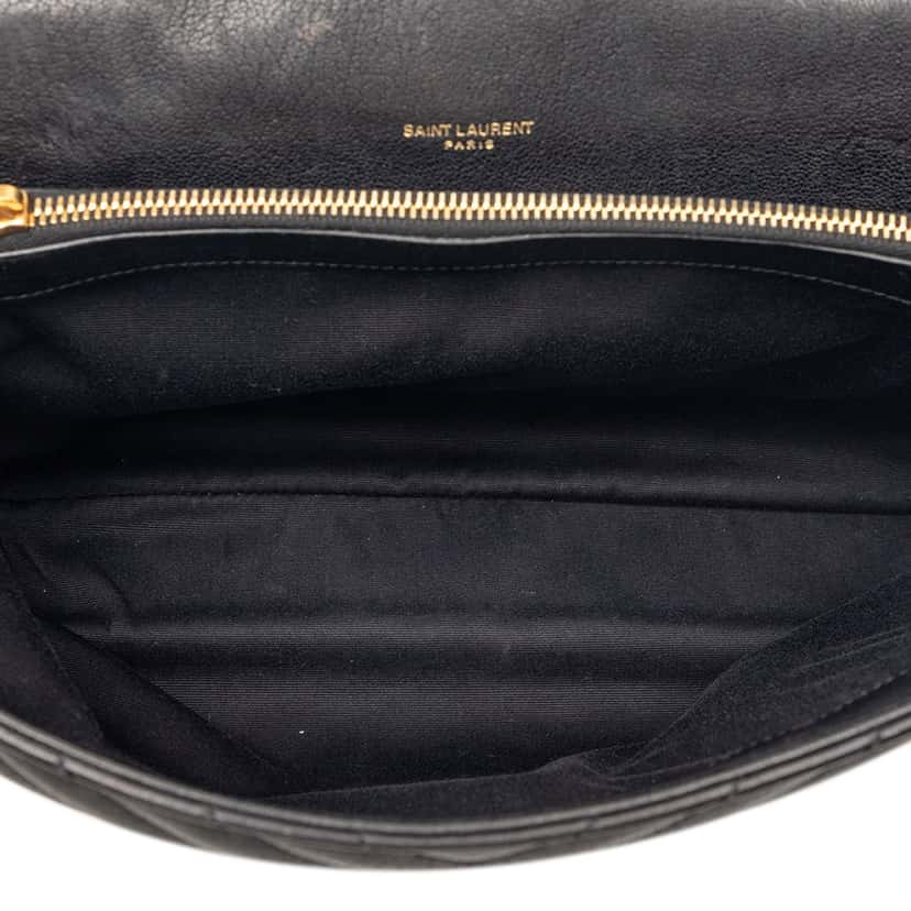Saint Laurent Large Chevron Sheepskin Monogram College Satchel Black Leather Very good condition - Model View