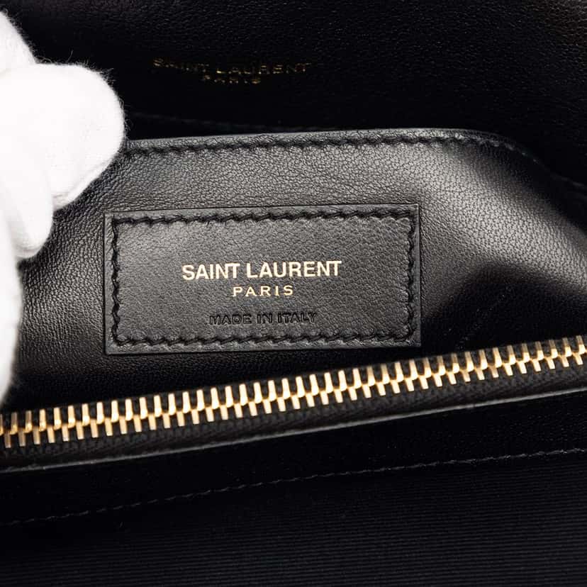 Saint Laurent Large Chevron Sheepskin Monogram College Satchel Black Leather Very good condition - Box View