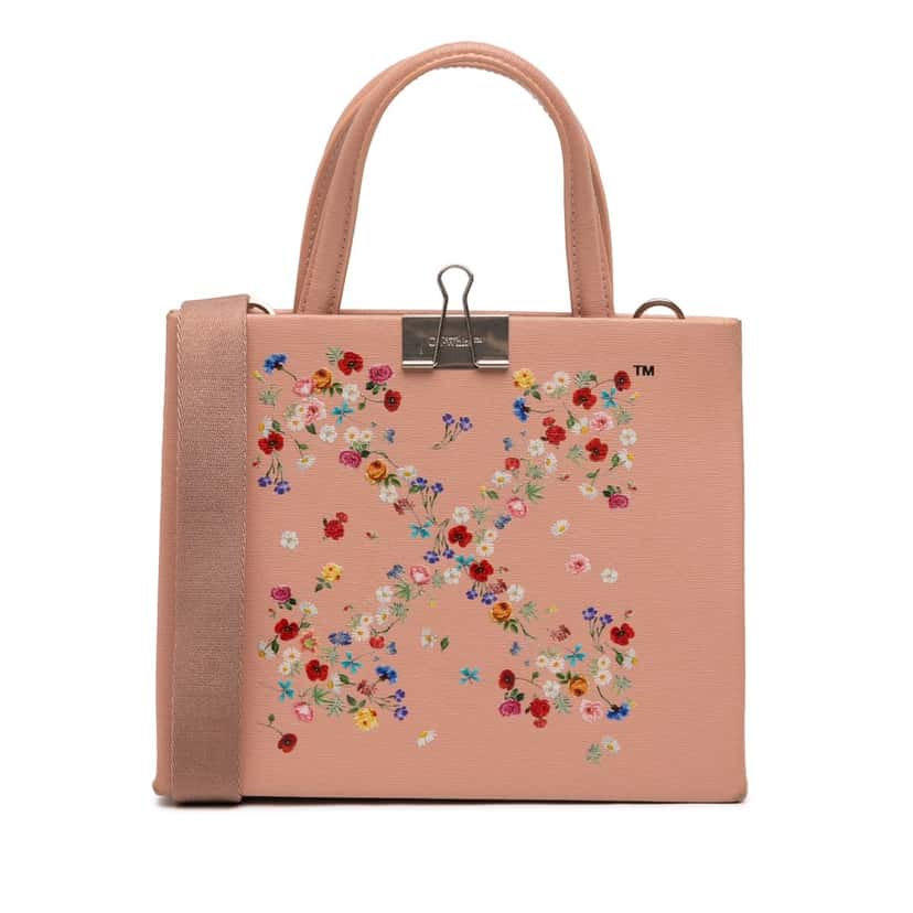 Off-White Mini Calfskin Box Flower Arrow Satchel Brown Leather Good condition - Front View