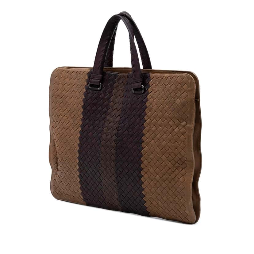 Bottega Veneta Nappa Intrecciato Club Fume Briefcase Brown Leather Very good condition - Back View