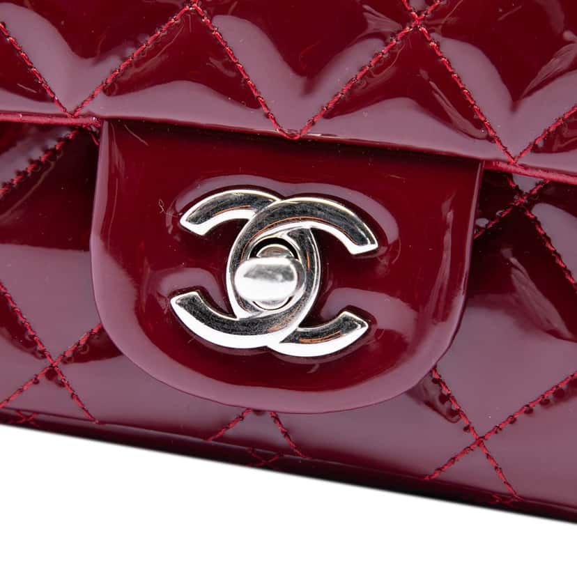Chanel Mini Square Classic Patent Single Flap Red Leather Very good condition - Box View