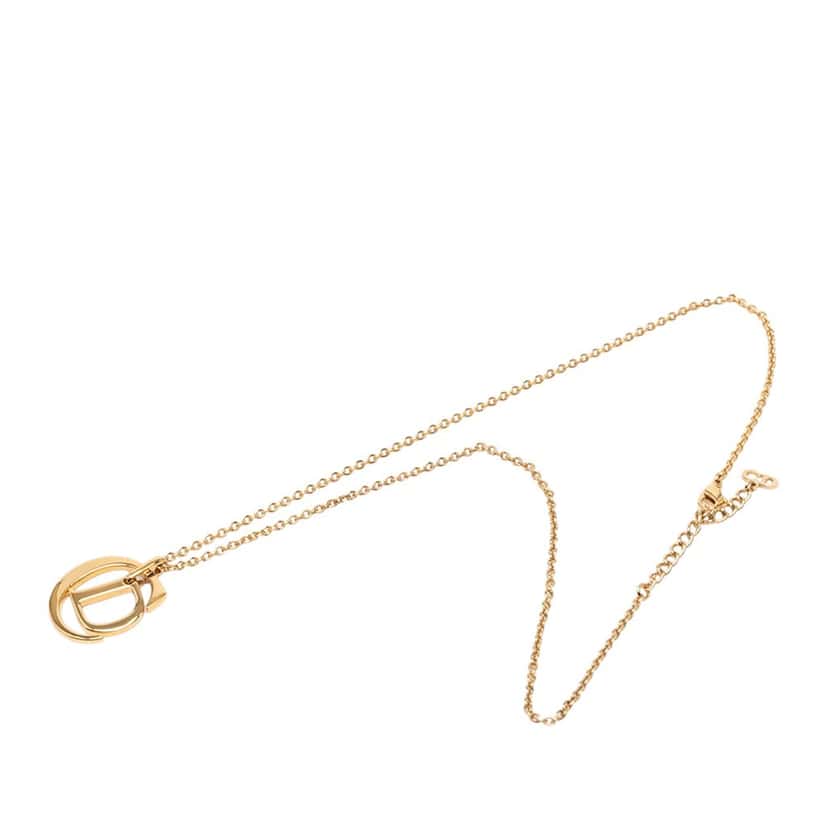 Dior Gold Plated CD Pendant Necklace Gold Metal Very good condition - Front View