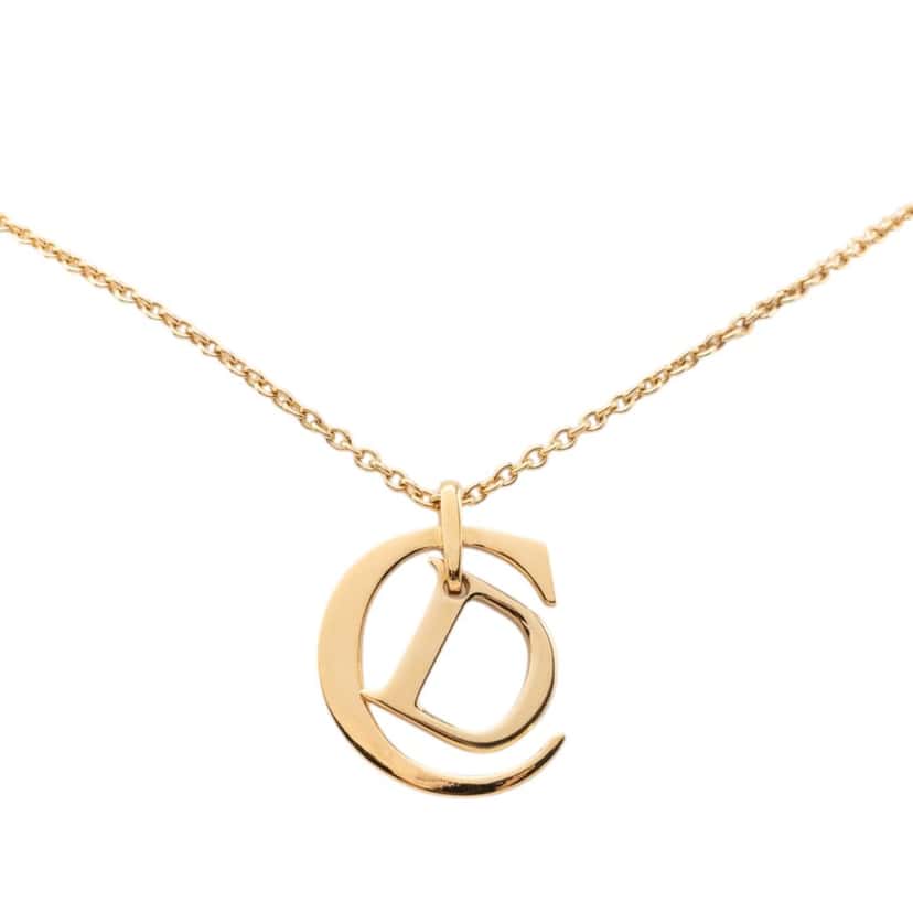 Dior Gold Plated CD Pendant Necklace Gold Metal Very good condition - Back View
