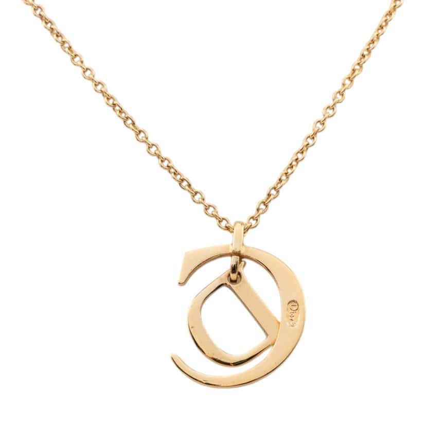 Dior Gold Plated CD Pendant Necklace Gold Metal Very good condition - Inside View