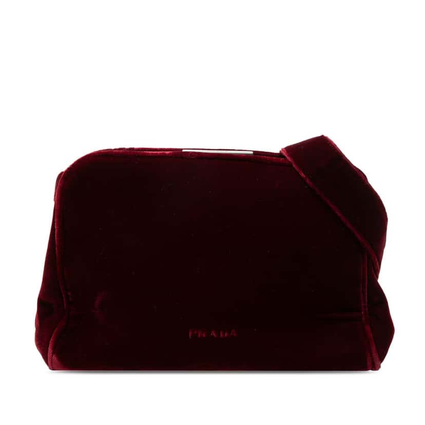 Prada Velvet Frame Clasp Shoulder Bag Red Very good condition - Front View