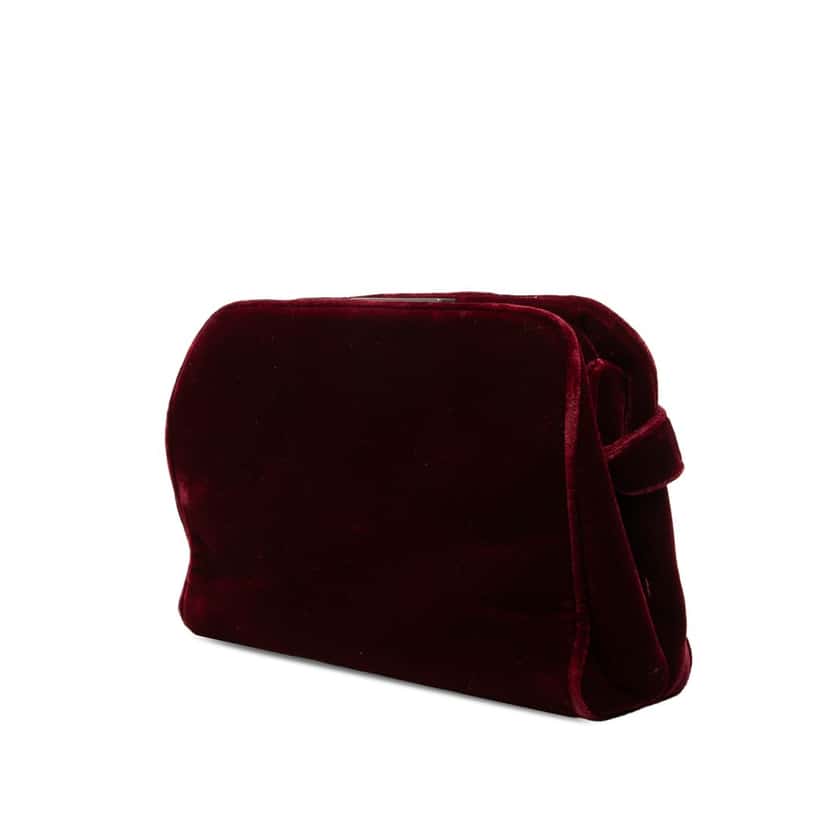 Prada Velvet Frame Clasp Shoulder Bag Red Very good condition - Back View