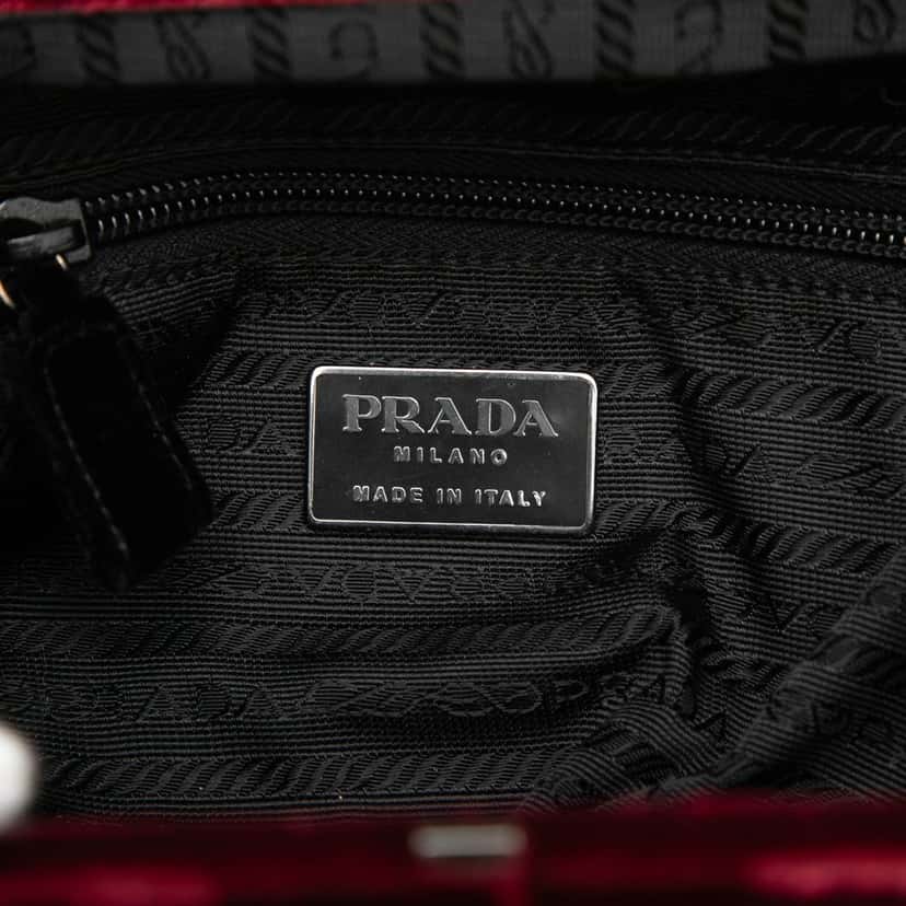 Prada Velvet Frame Clasp Shoulder Bag Red Very good condition - Box View