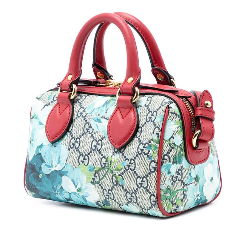 Gucci Mini GG Supreme Blooms Boston Bag Beige Very good condition - Back View