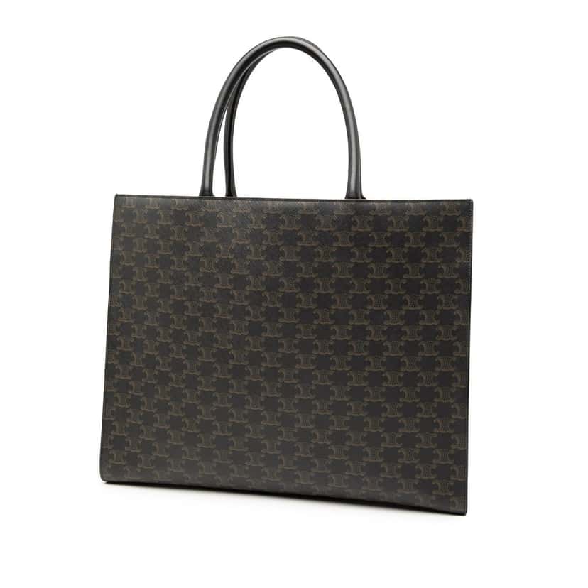 Celine Medium Triomphe Coated Canvas Cabas Horizontal Tote Brown Never worn, with tag - Back View