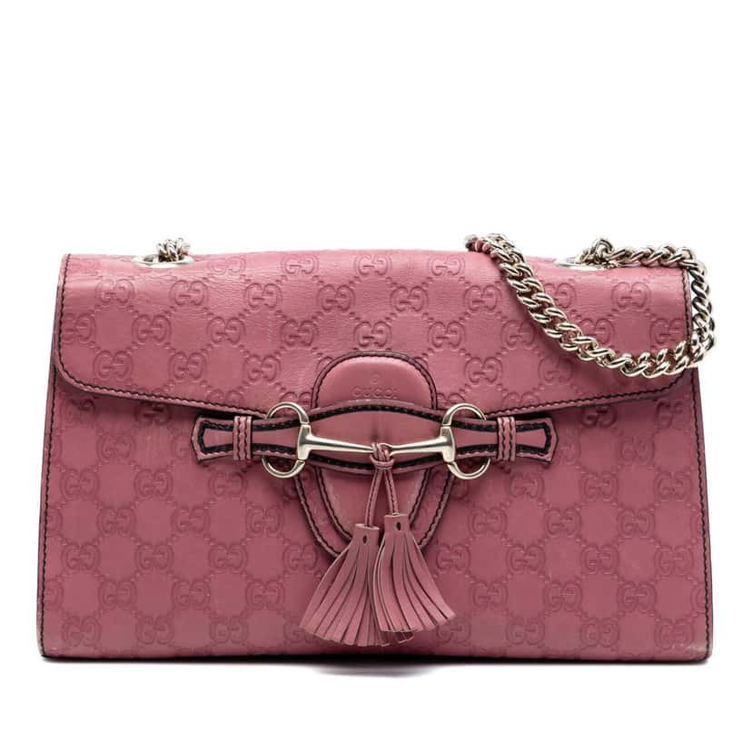 Gucci Medium Guccissima Emily Shoulder Bag Pink Leather Very good condition - Front View