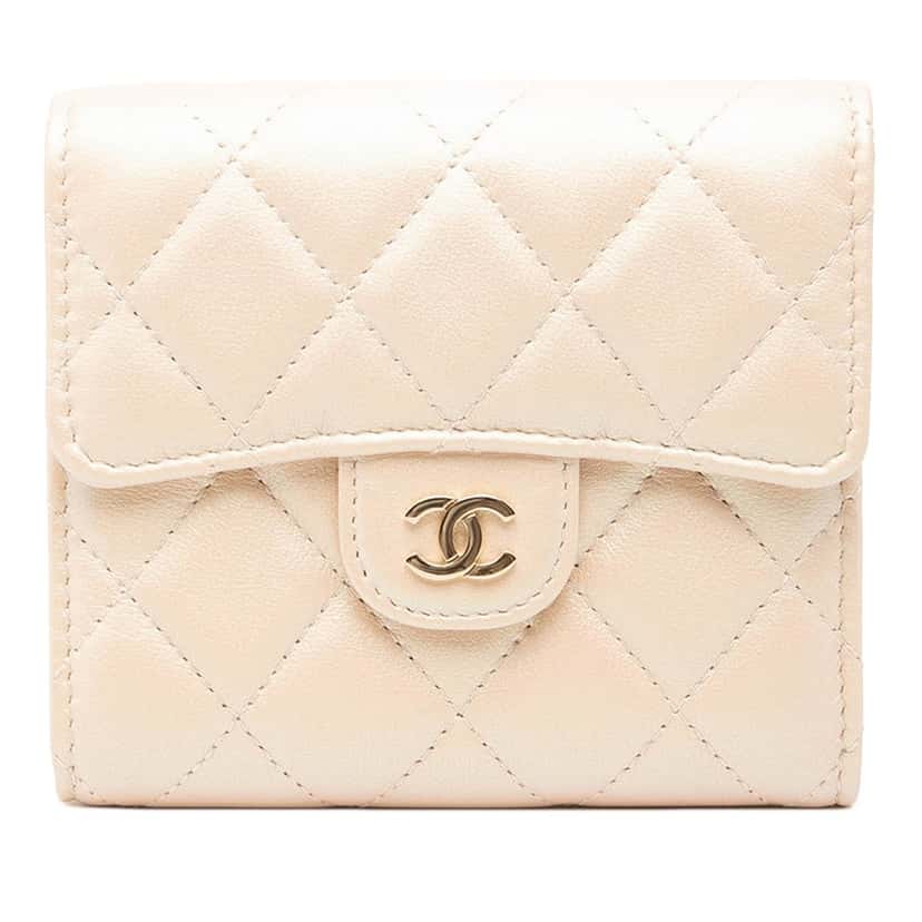 Chanel CC Quilted Iridescent Lambskin Compact Wallet Brown Leather Very good condition - Front View