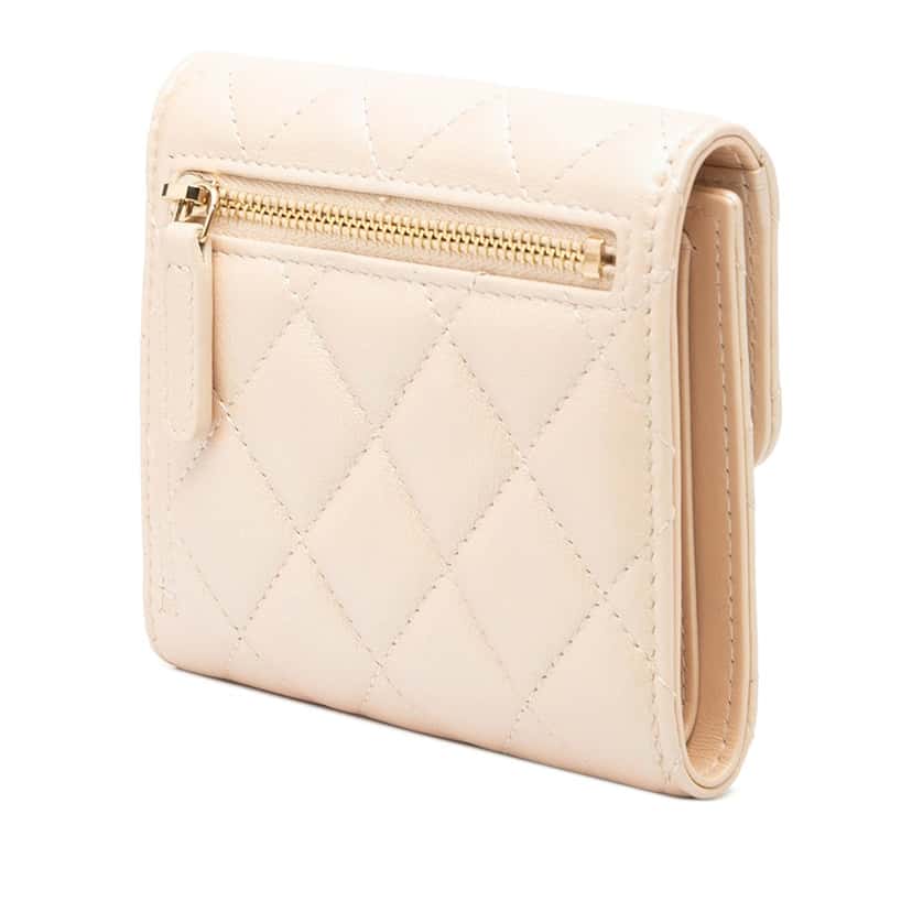 Chanel CC Quilted Iridescent Lambskin Compact Wallet Brown Leather Very good condition - Back View