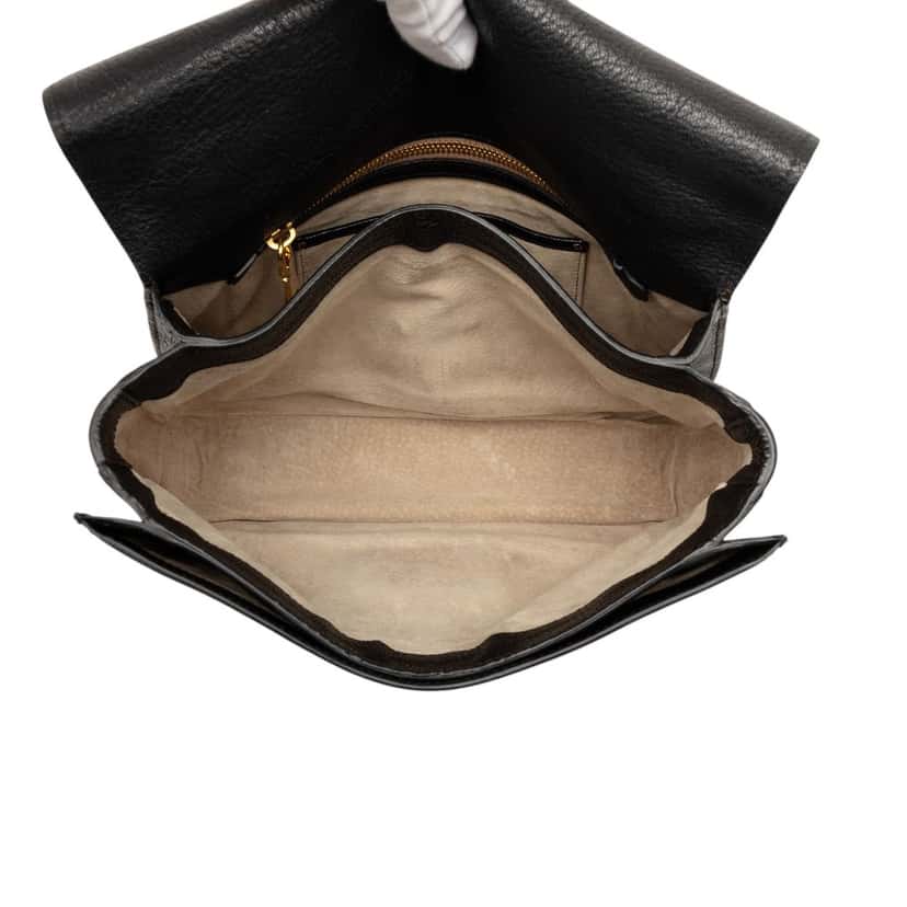 Miu Miu Goatskin Madras Flap Satchel Black Leather Very good condition - Model View