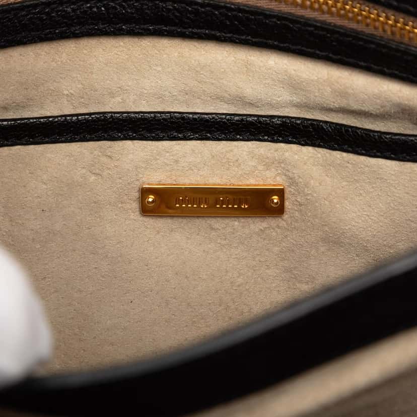 Miu Miu Goatskin Madras Flap Satchel Black Leather Very good condition - Box View